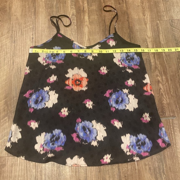 Topshop - Floral, subtle black polka dot sheer tank with a V neckline. UK 6 US 2 - Picture 7 of 8